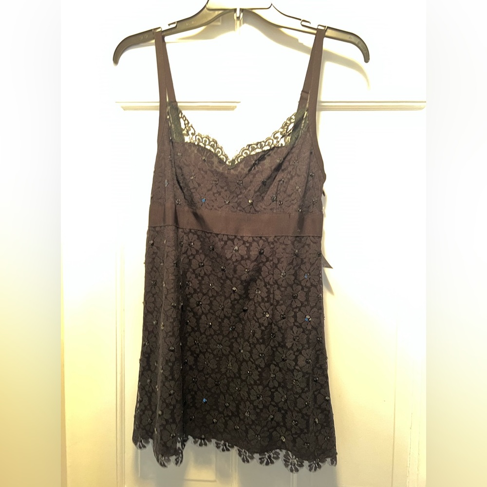 Beautiful DKNY black flower lace top NWT